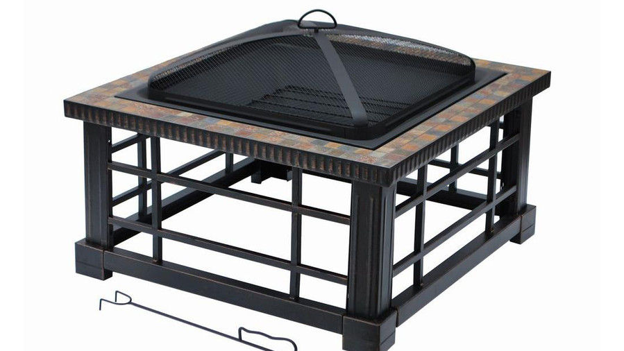 Woodspire 30 in. Square Slate Steel Fire Pit 